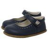 Merceditas respetuosas infantiles piel reciclada Piruflex 104 en azul marino con pulsera de velcro