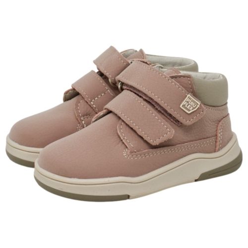 Botas respetuosas niña en piel rosa Piruflex 4006 con doble velcro
