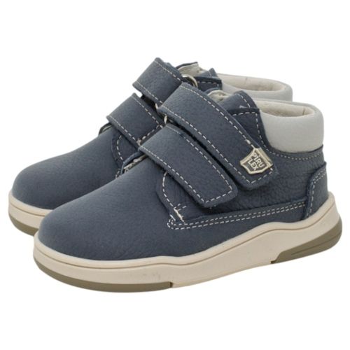 Botas respetuosas niña en piel azul Piruflex 4006 con doble velcro