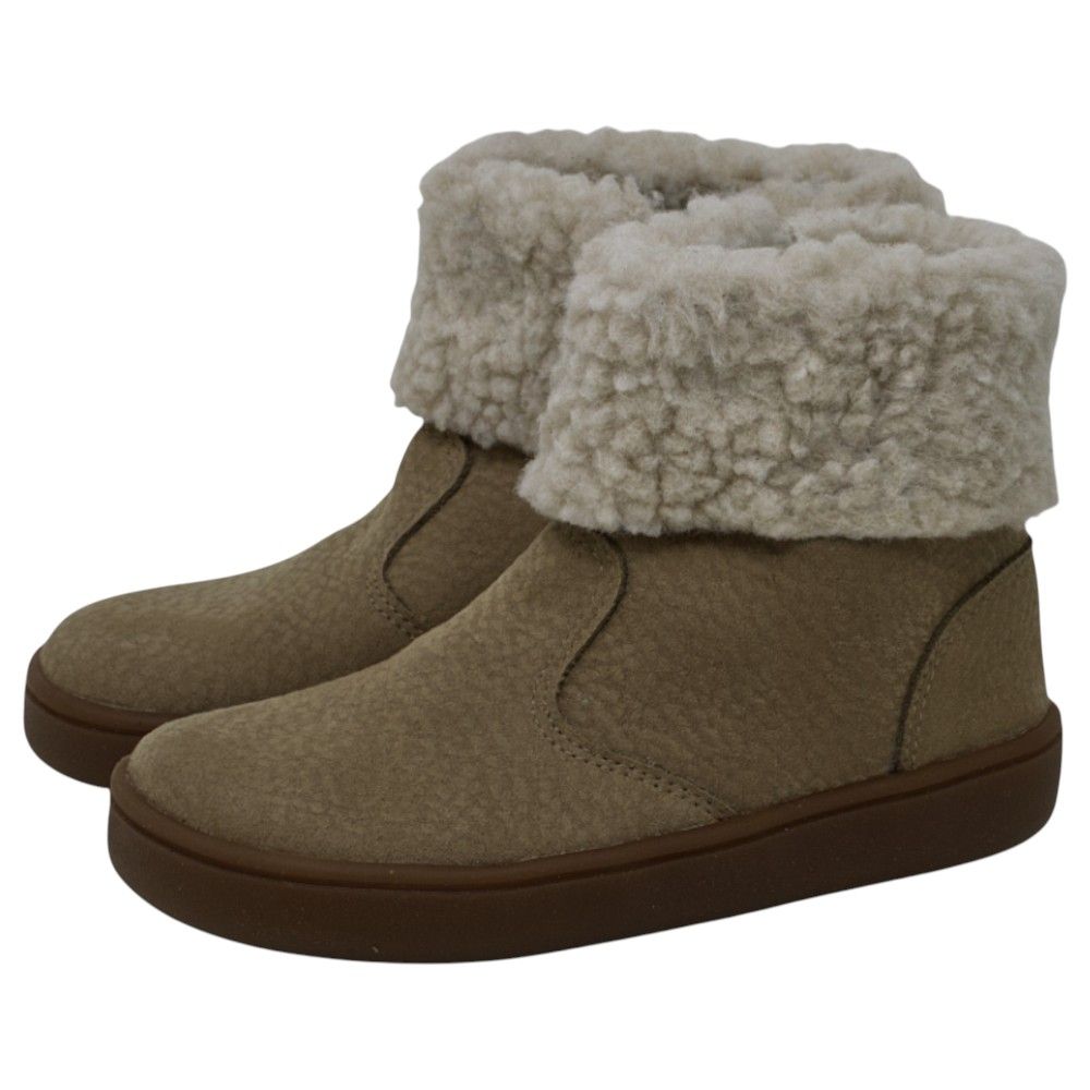 Botas de invierno respetuosas niña con cuello de pelo 7005 — Beig Botas de invierno respetuosas niña 7005 beig con cuello de pelo