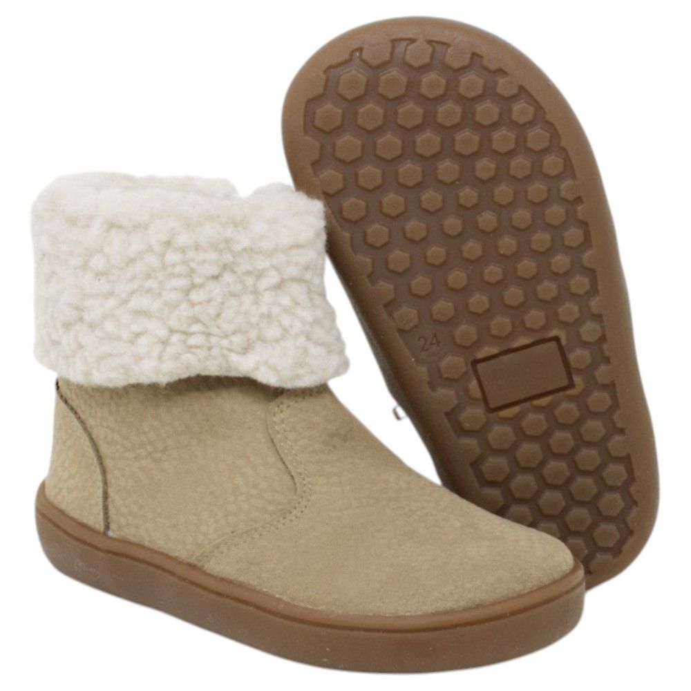 Botas de invierno respetuosas niña con cuello de pelo 7005 — Beig Botas de invierno respetuosas niña 7005 beig con cuello de pelo
