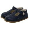Zapatos respetuosos bebé pepito Piruflex en marino, piel con tira de velcro, vista lateral