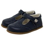 Zapatos respetuosos bebé pepito Piruflex en marino, piel con tira de velcro, vista lateral
