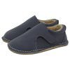 Zapatos respetuosos niños invierno Piruflex en azul, piel con doble velcro, vista lateral