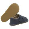 Zapatos respetuosos niños invierno Piruflex en azul, piel con doble velcro, vista lateral