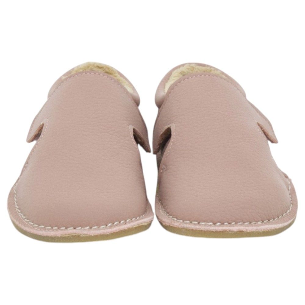 Zapatos respetuosos niños invierno Piruflex en rosa, piel con doble velcro, vista lateral