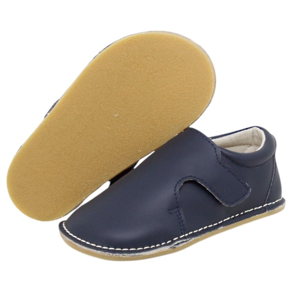 Zapatos respetuosos niños invierno Piruflex en marino, microfibra con velcro, vista lateral
