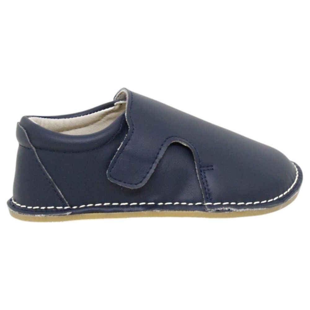 Zapatos respetuosos niños invierno Piruflex en marino, microfibra con velcro, vista lateral