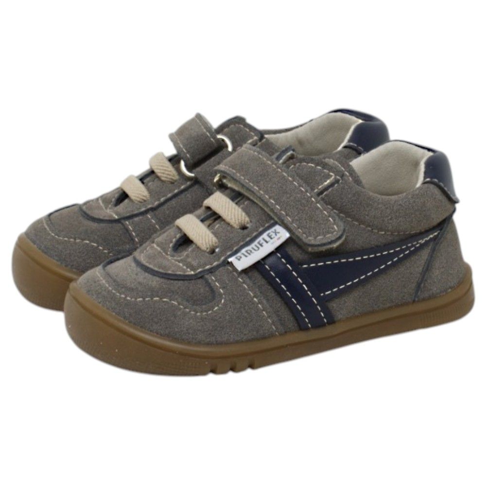 Piruflex Deportivas respetuosas niños invierno con velcro Piruflex in Gris and marino, barefoot shoe