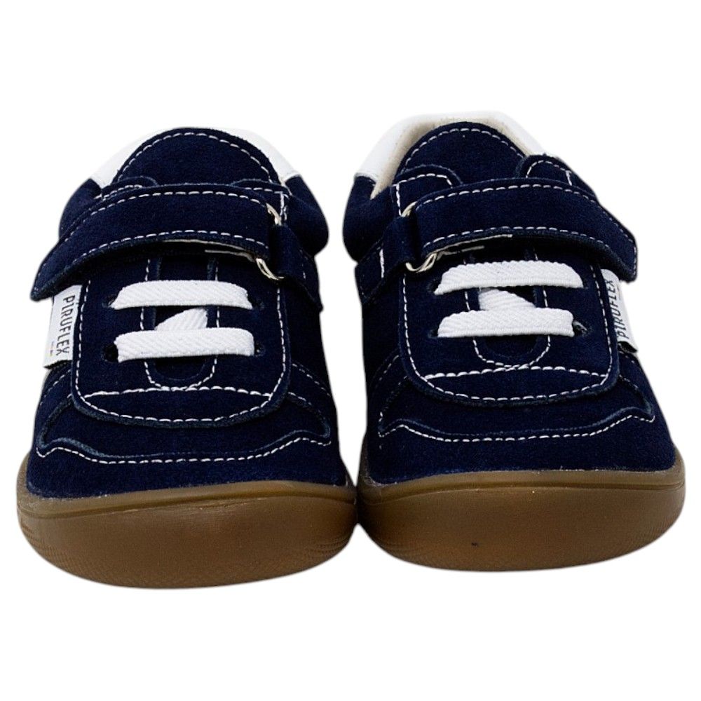 Deportivas respetuosas niños invierno Piruflex en marino, microfibra con velcro, vista lateral