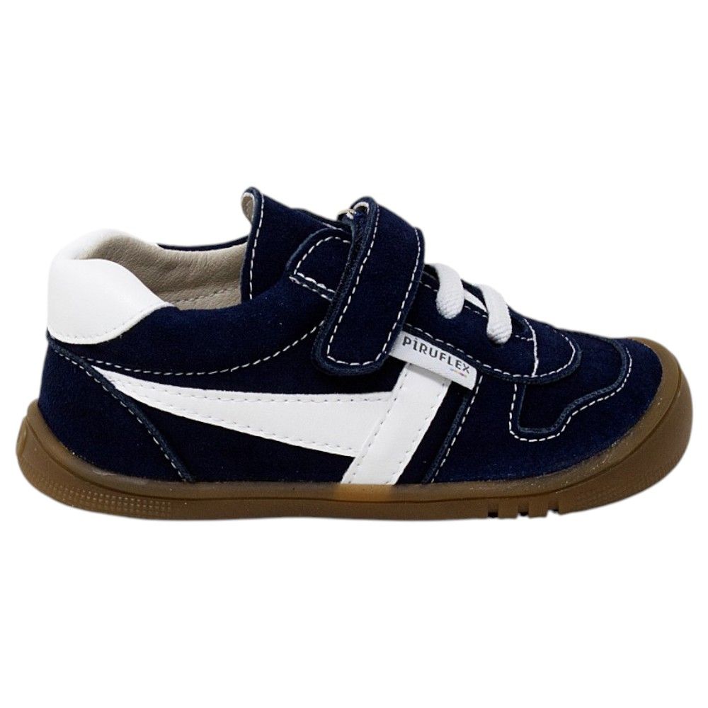 Deportivas respetuosas niños invierno Piruflex en marino, microfibra con velcro, vista lateral