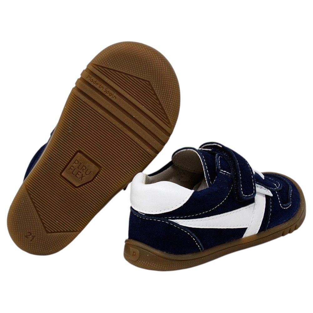 Deportivas respetuosas niños invierno Piruflex en marino, microfibra con velcro, vista lateral