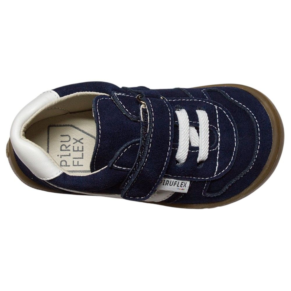 Deportivas respetuosas niños invierno Piruflex en marino, microfibra con velcro, vista lateral