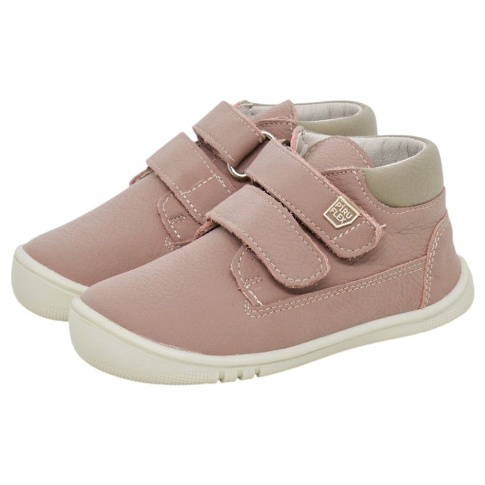 Botas respetuosas niños invierno en piel con doble velcro — Rosa Botas respetuosas niños invierno Piruflex en rosa, piel con doble velcro, vista lateral