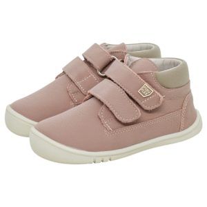 Botas respetuosas niños invierno Piruflex en rosa, piel con doble velcro, vista lateral