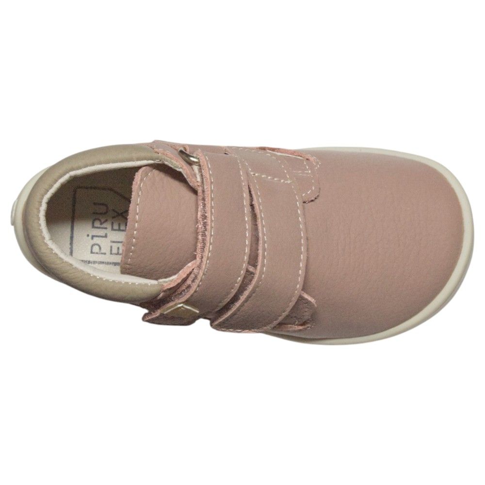 Botas respetuosas niños invierno en piel con doble velcro — Rosa Botas respetuosas niños invierno Piruflex en rosa, piel con doble velcro, vista lateral