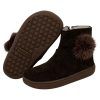 Botas respetuosas niños pompón en piel reciclada Piruflex — Marrón Botas respetuosas niños pompón Piruflex en marrón, piel reciclada con cremallera, vista lateral