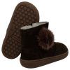 Botas respetuosas niños pompón en piel reciclada Piruflex — Marrón Botas respetuosas niños pompón Piruflex en marrón, piel reciclada con cremallera, vista lateral