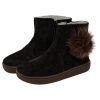 Botas respetuosas niños pompón en piel reciclada Piruflex — Gris Botas respetuosas niños pompón Piruflex en gris, piel reciclada con cremallera, vista lateral
