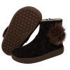 Botas respetuosas niños pompón en piel reciclada Piruflex — Gris Botas respetuosas niños pompón Piruflex en gris, piel reciclada con cremallera, vista lateral