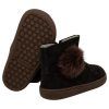 Botas respetuosas niños pompón en piel reciclada Piruflex — Gris Botas respetuosas niños pompón Piruflex en gris, piel reciclada con cremallera, vista lateral