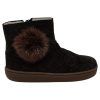 Botas respetuosas niños pompón en piel reciclada Piruflex — Gris Botas respetuosas niños pompón Piruflex en gris, piel reciclada con cremallera, vista lateral