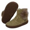 Botas respetuosas niños pompón en piel reciclada Piruflex — Arena Botas respetuosas niños pompón Piruflex en arena, piel reciclada con cremallera, vista lateral