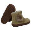 Botas respetuosas niños pompón en piel reciclada Piruflex — Arena Botas respetuosas niños pompón Piruflex en arena, piel reciclada con cremallera, vista lateral
