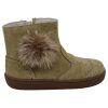 Botas respetuosas niños pompón en piel reciclada Piruflex — Arena Botas respetuosas niños pompón Piruflex en arena, piel reciclada con cremallera, vista lateral