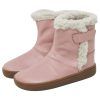Botas respetuosas niños pelo en piel y velcro Piruflex — Rosa Botas respetuosas niños pelo Piruflex en rosa, piel con velcro y detalle de pelo, vista lateral