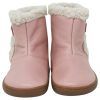 Botas respetuosas niños pelo en piel y velcro Piruflex — Rosa Botas respetuosas niños pelo Piruflex en rosa, piel con velcro y detalle de pelo, vista lateral
