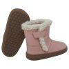 Botas respetuosas niños pelo en piel y velcro Piruflex — Rosa Botas respetuosas niños pelo Piruflex en rosa, piel con velcro y detalle de pelo, vista lateral