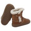 Botas respetuosas niños pelo en piel y velcro Piruflex — Marrón Botas respetuosas niños pelo Piruflex en marrón, piel con velcro y detalle de pelo, vista lateral