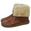 Botas respetuosas niños cuello pelo en piel Piruflex — Marrón Botas respetuosas niños cuello pelo Piruflex en marrón, piel con velcro y cuello de pelo, vista lateral
