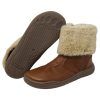 Botas respetuosas niños cuello pelo en piel Piruflex — Marrón Botas respetuosas niños cuello pelo Piruflex en marrón, piel con velcro y cuello de pelo, vista lateral